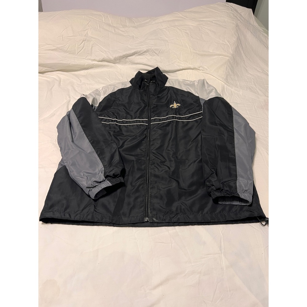 Dunbrooke New Orleans Saints Windbreaker Jacket XL Black Grey Full Zip NFL